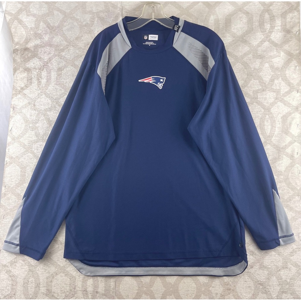 NFL Team Apparel New England Patriots Mens Medium Navy Blue Long Sleeve Shirt